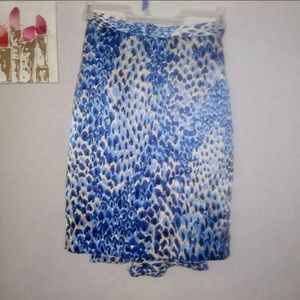 Tibi New York 100% silk blue cheetah print office skirt